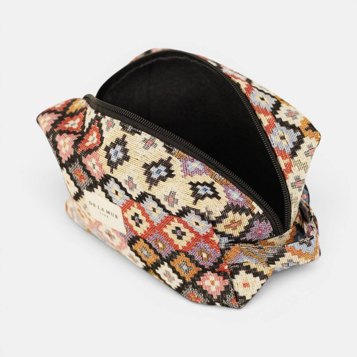 Geometric Jacquard Squared Makeup Bag