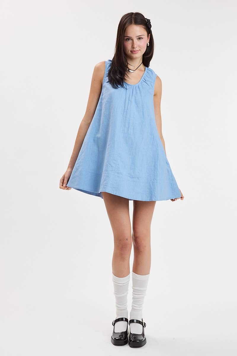 Sky to Moon Swing Dress - Denim