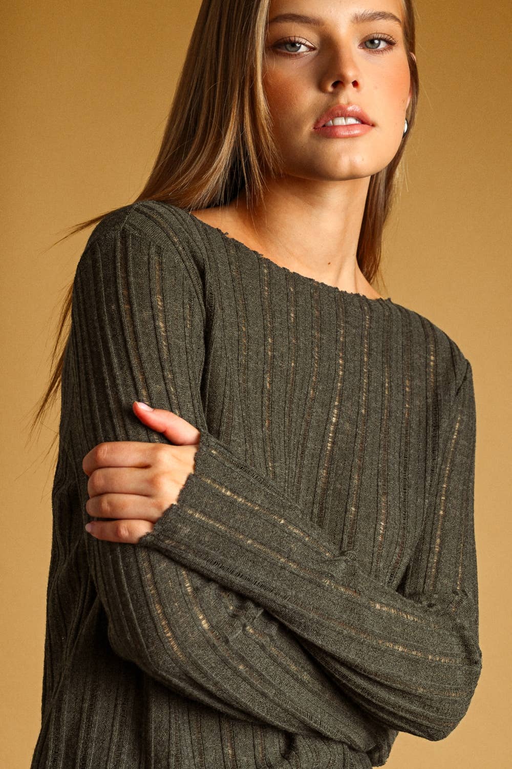 Miou Muse Raw Hem Sheer Top