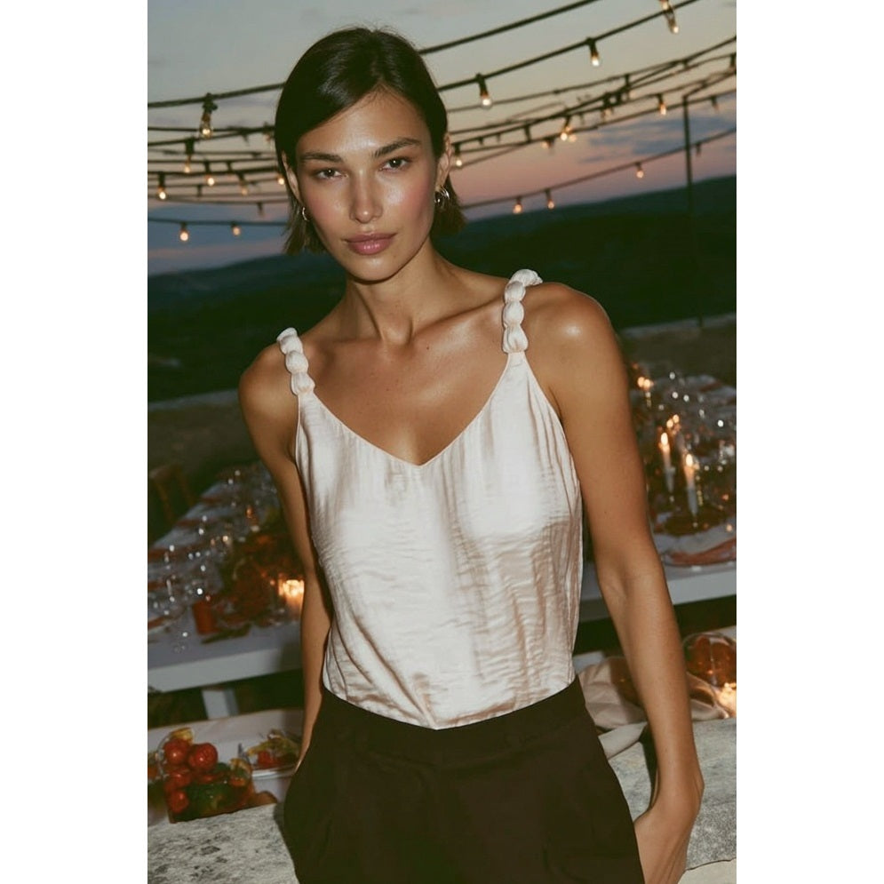 Naked Zebra V-neck Tank Top With Strap Accent