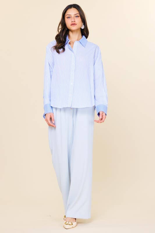 Skies Are Blue Striped Relaxed Button-Down Shirt