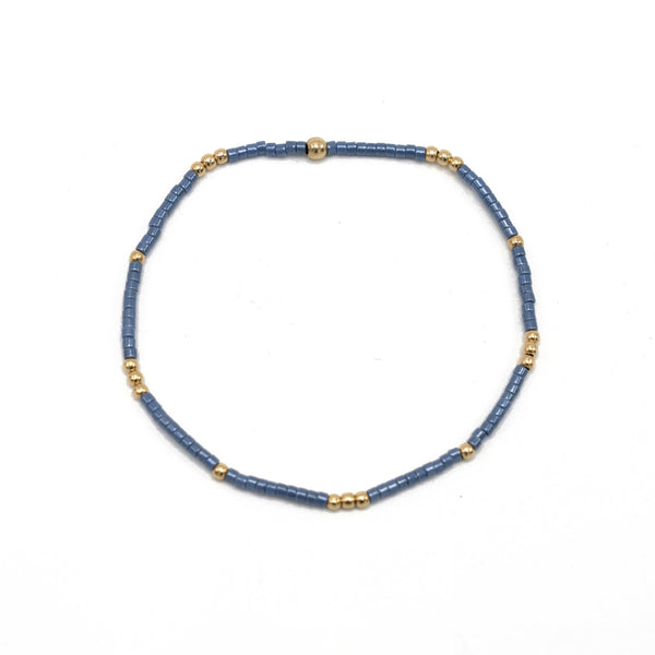 2mm Newport STEEL BLUE + Gold Filled Waterproof Bracelet