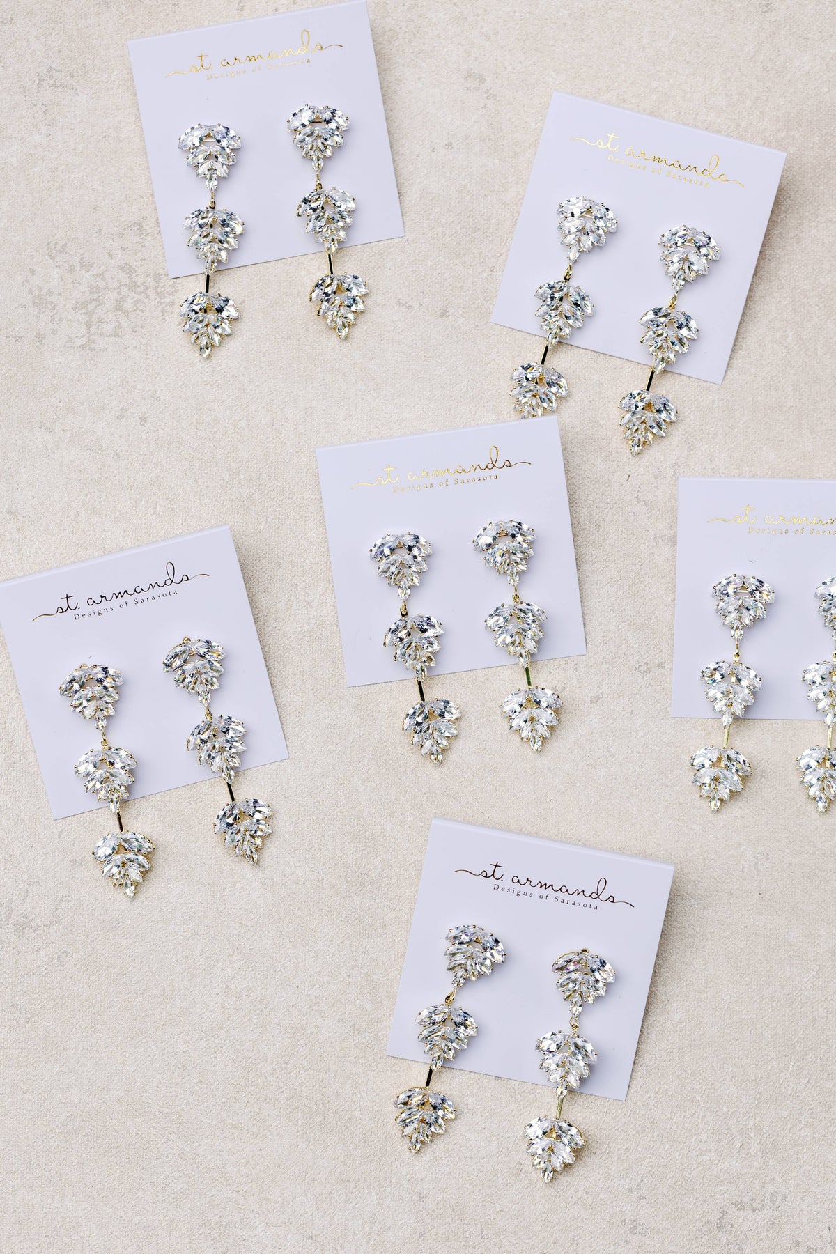 Gold Palm Diamond Drop Holiday Earrings