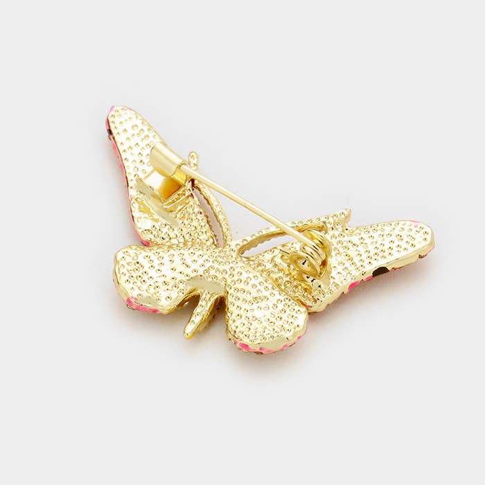 Crystal Rhinestone Paved Butterfly Pin Brooch