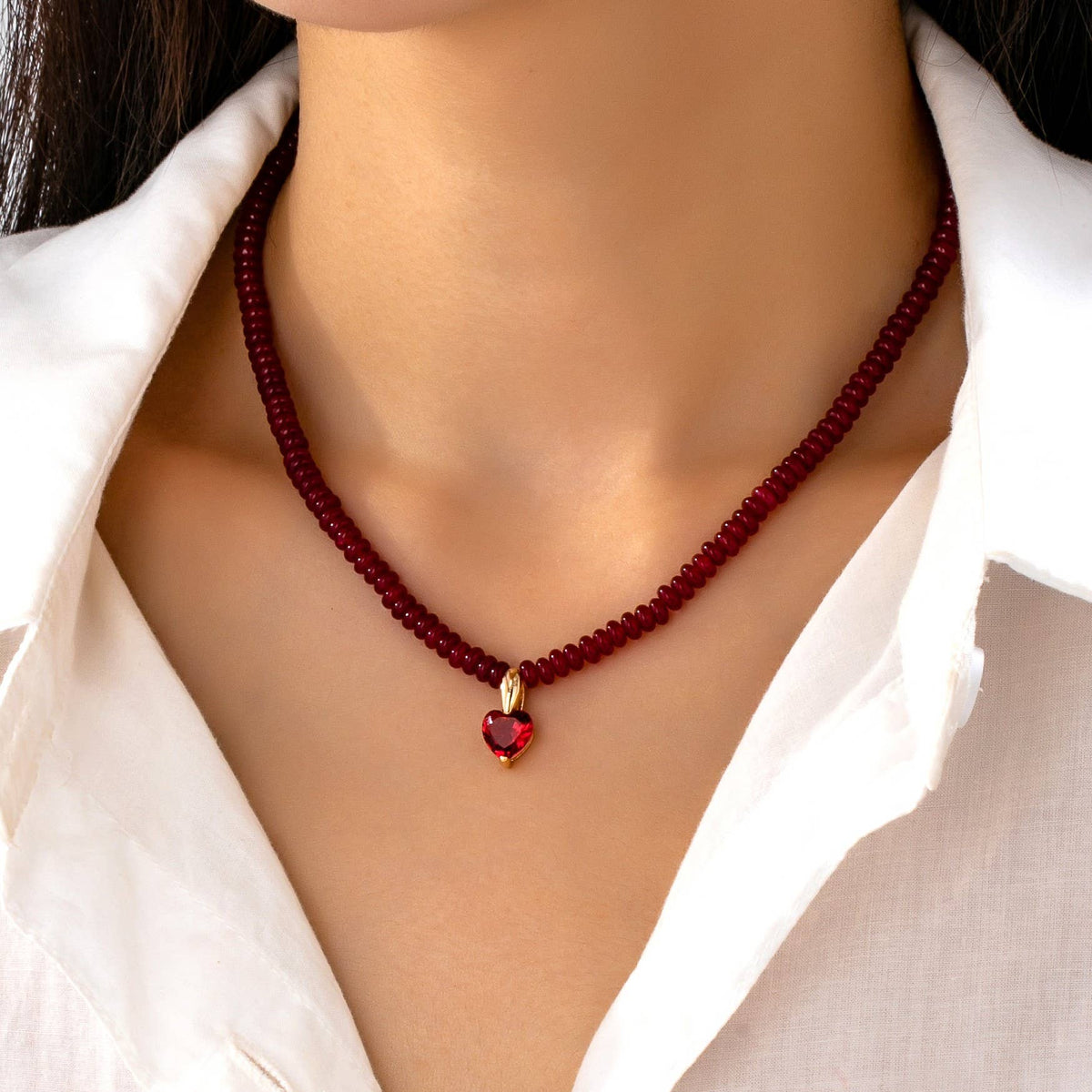 NATURAL SEMI PRECIOUS STONE BEADED CHARM NECKLACE | 80N92658