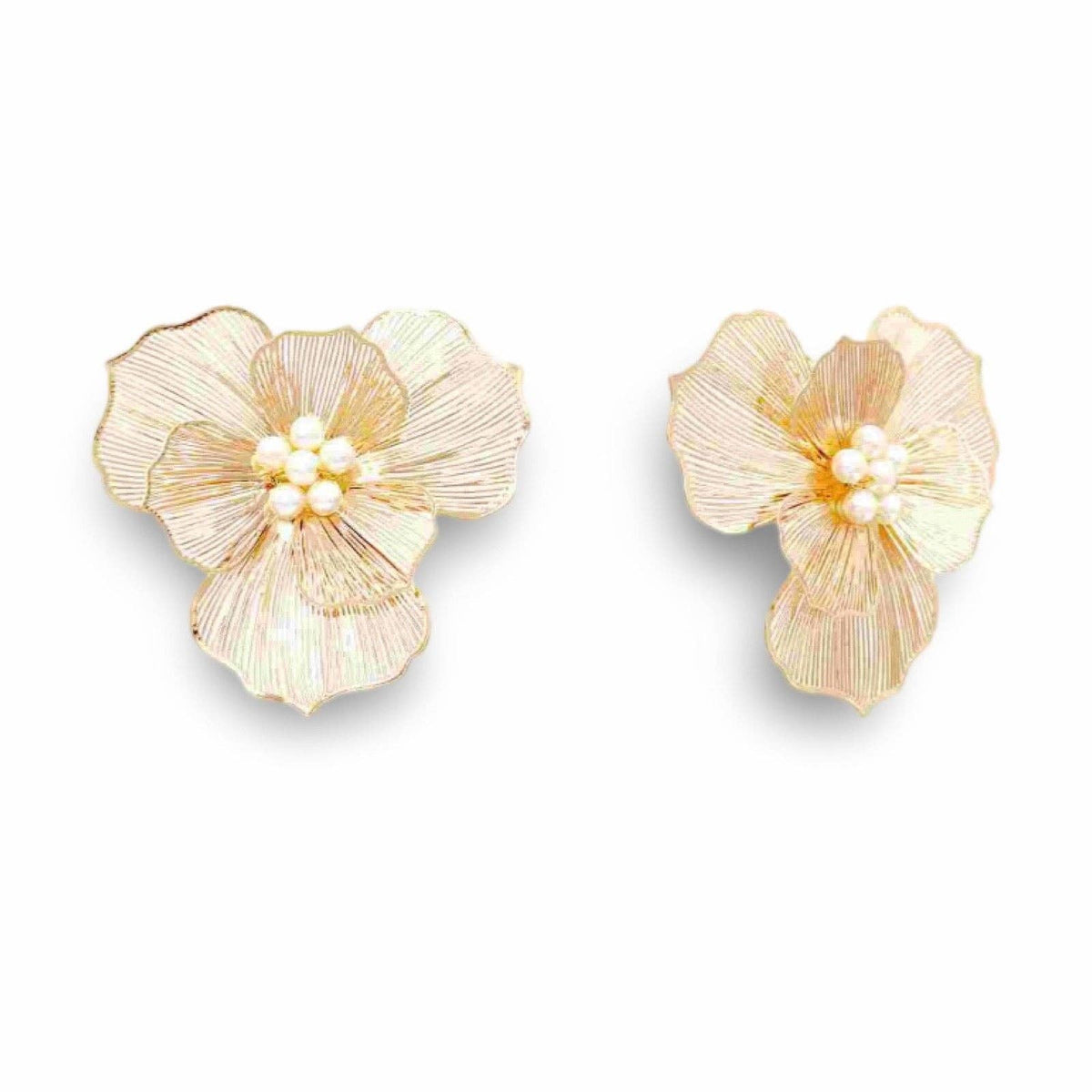 Gold + Pearl Filigree Flower Earring