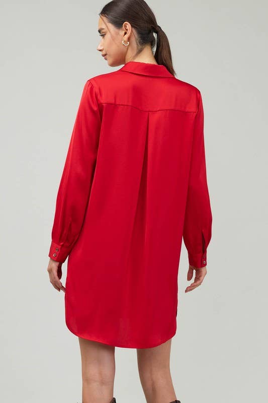 Current Air Long-sleeve Button Down Shirt Dress