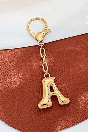 Bubble Letter Monogram Bag Charm Key Chain