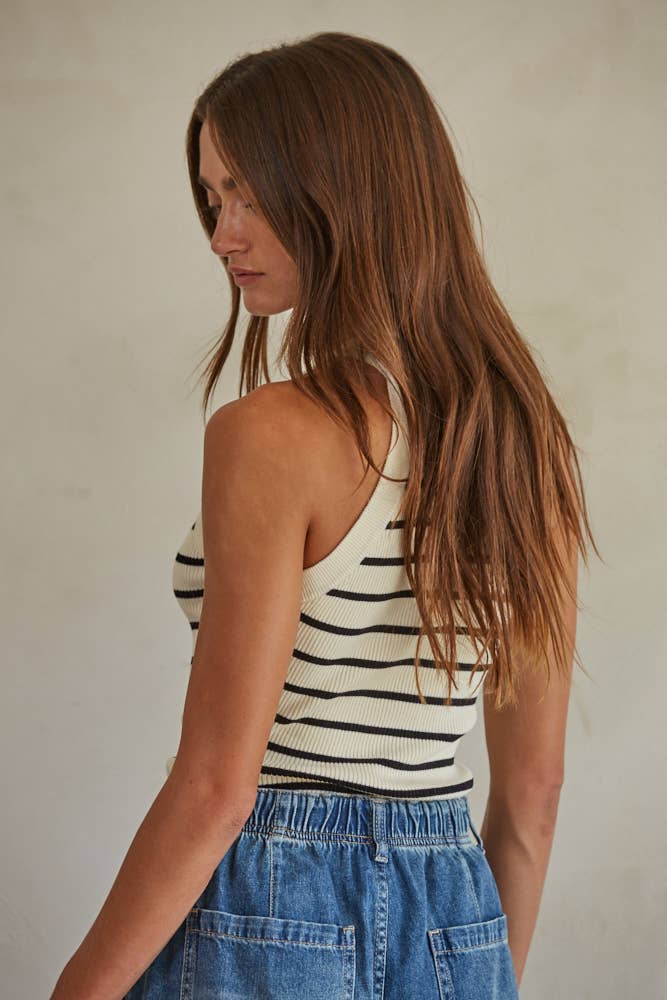 By Together | Knit Sweater Ribbed Striped Tank Top