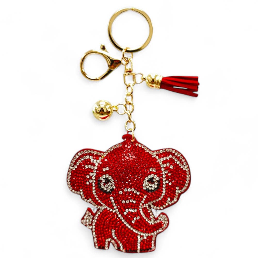 Rhinestone Elephant Keychain