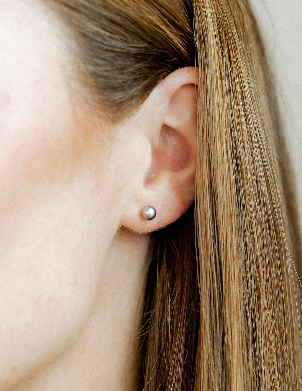 Screwback Stud Earrings - Payton Pearl Gray 5mm