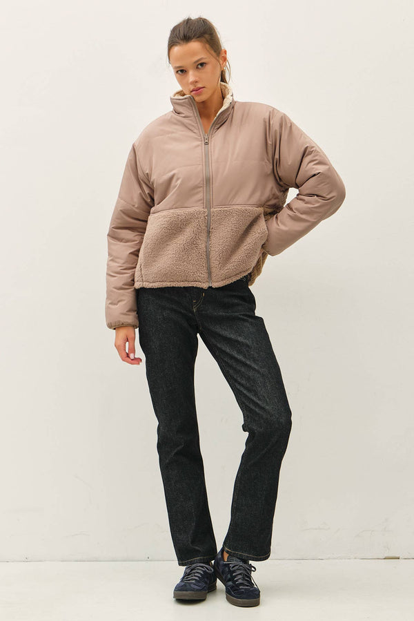 Be Cool REVERSIBLE SHERPA BLOCK PUFFER