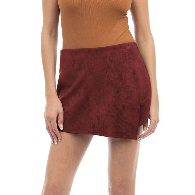 Naked Zebra Asymmetric Faux Suede Skort