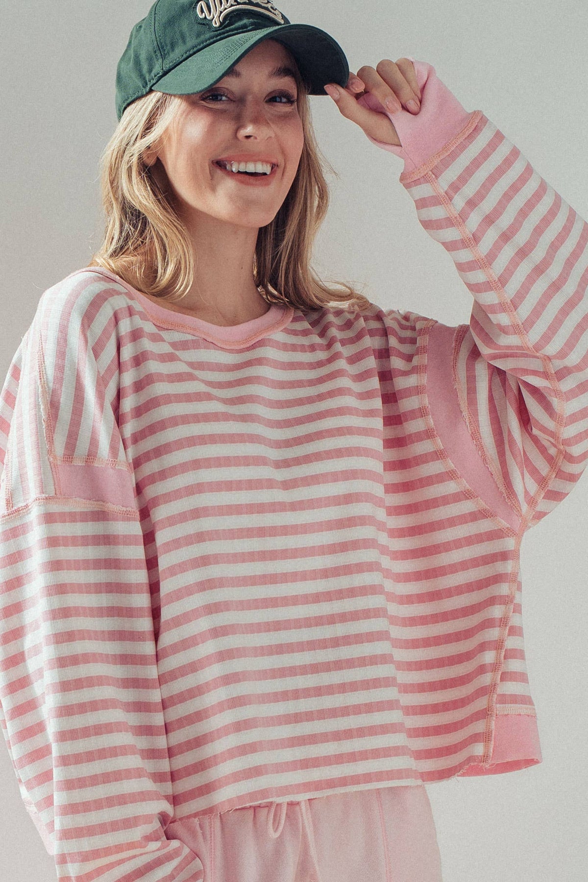Reversible Textured Check Long Sleeve Pullover