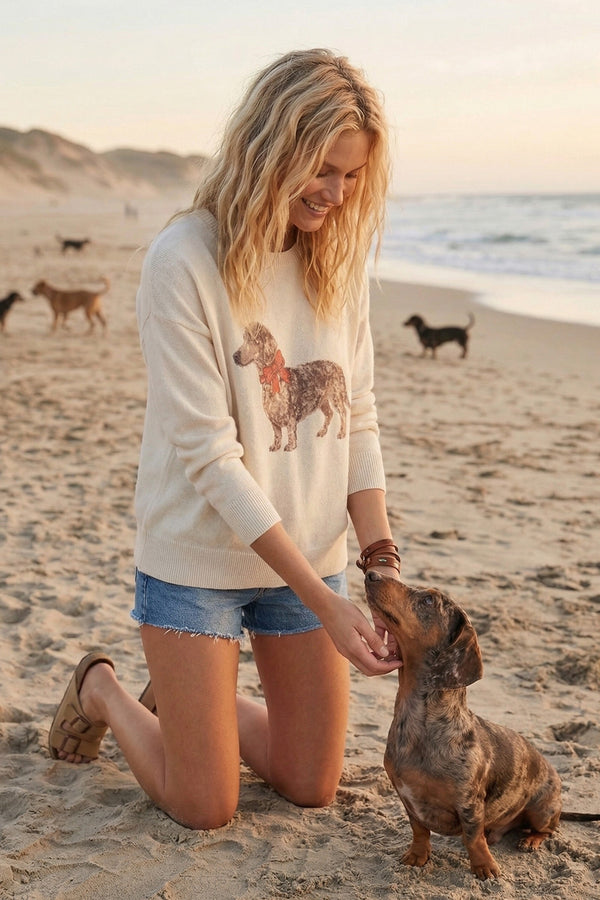 Sewn & Seen Lightweight Dog Graphic Knit Sweater