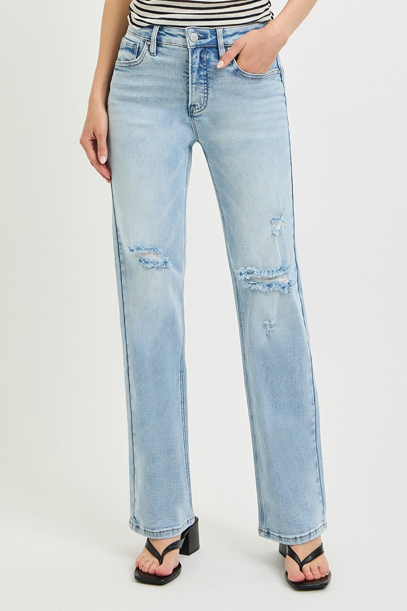 Risen Tummy Control High Rise Straight Jeans