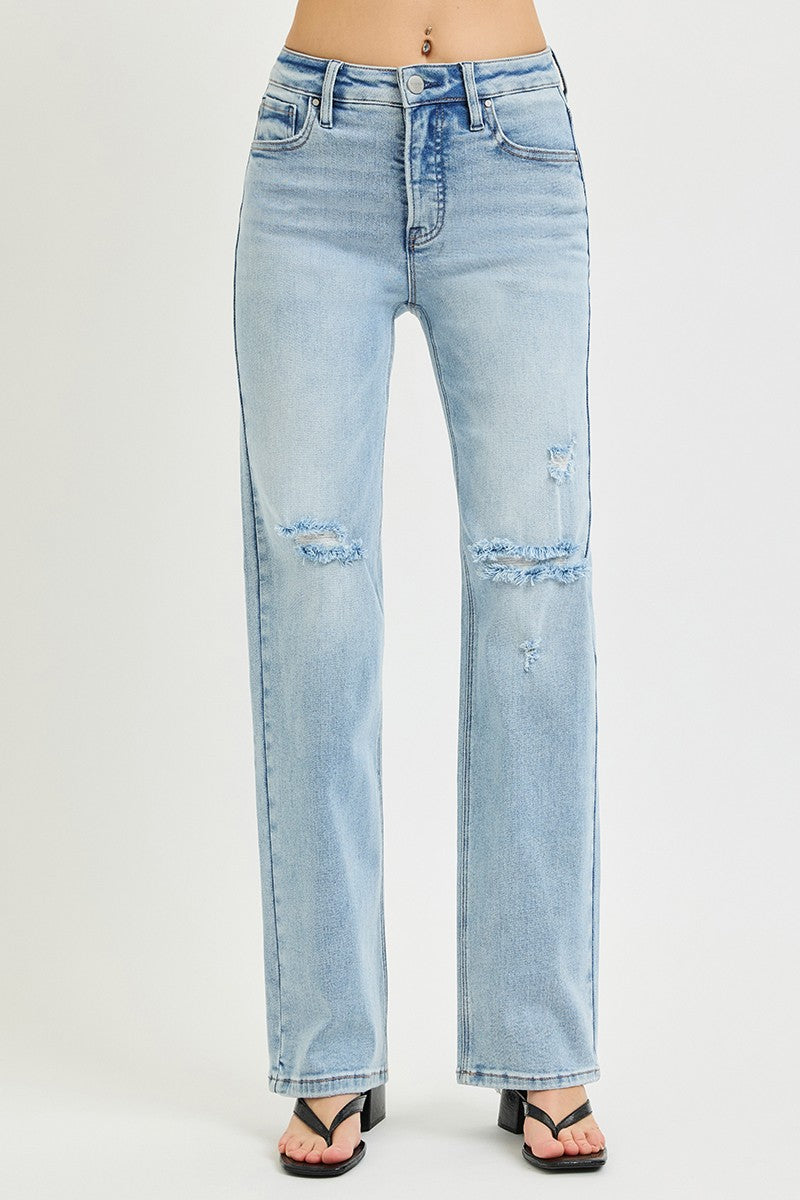 Risen Tummy Control High Rise Straight Jeans