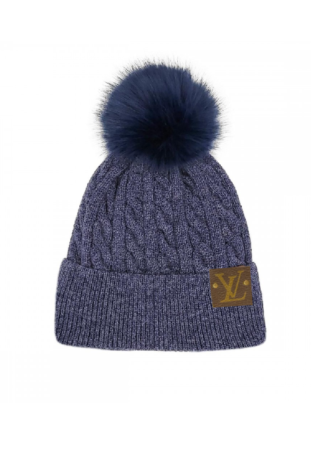 Upcycled Cable Knit Pom Beanie