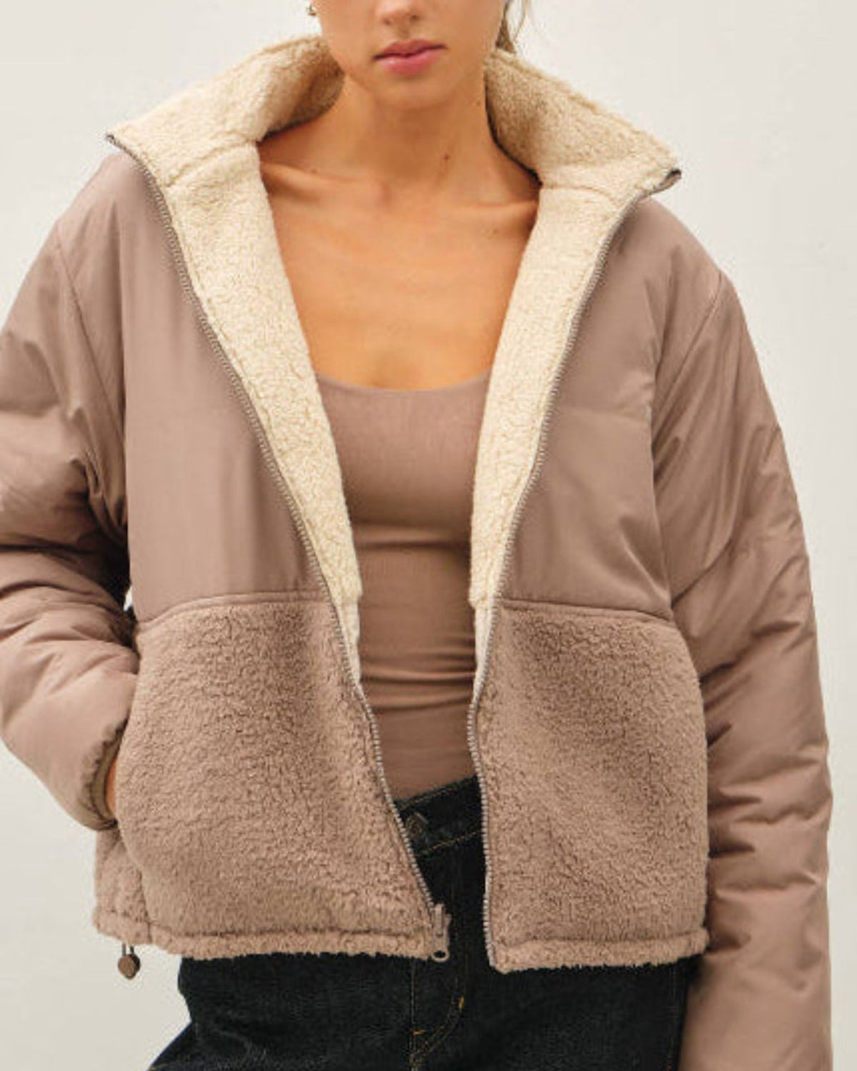 Be Cool REVERSIBLE SHERPA BLOCK PUFFER