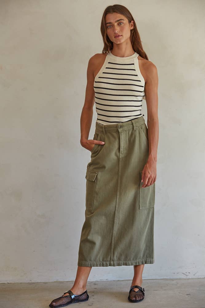 By Together | Knit Sweater Ribbed Striped Tank Top