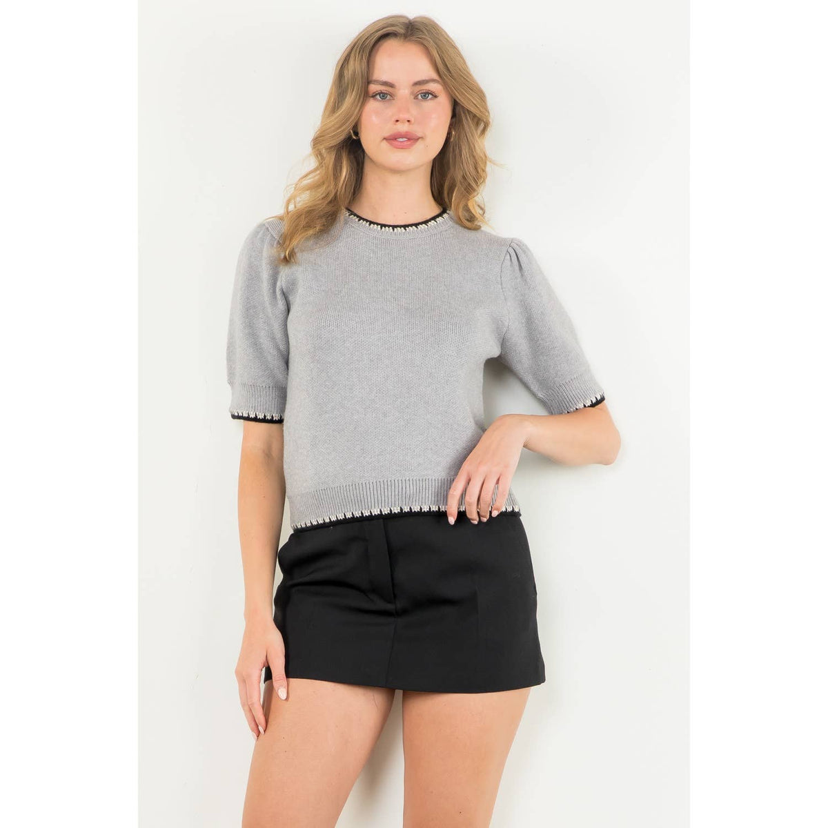 THML Short Sleeve Knit Top