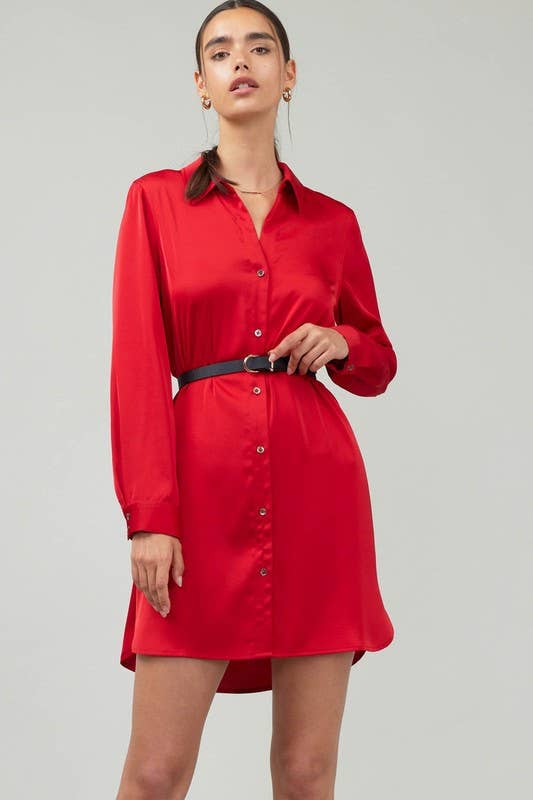 Current Air Long-sleeve Button Down Shirt Dress