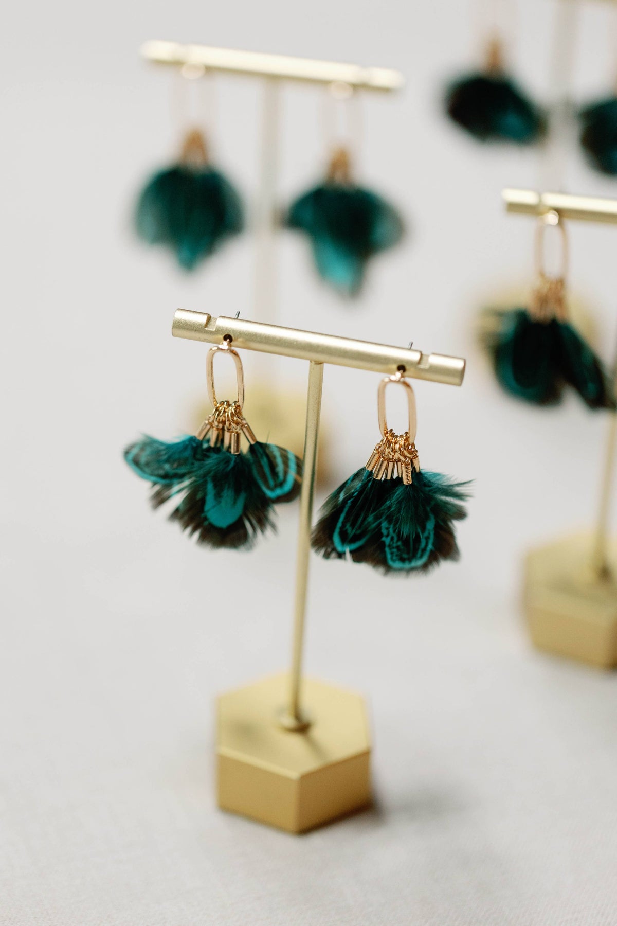 Peacock Feather Fall Statement Tassel Earrings