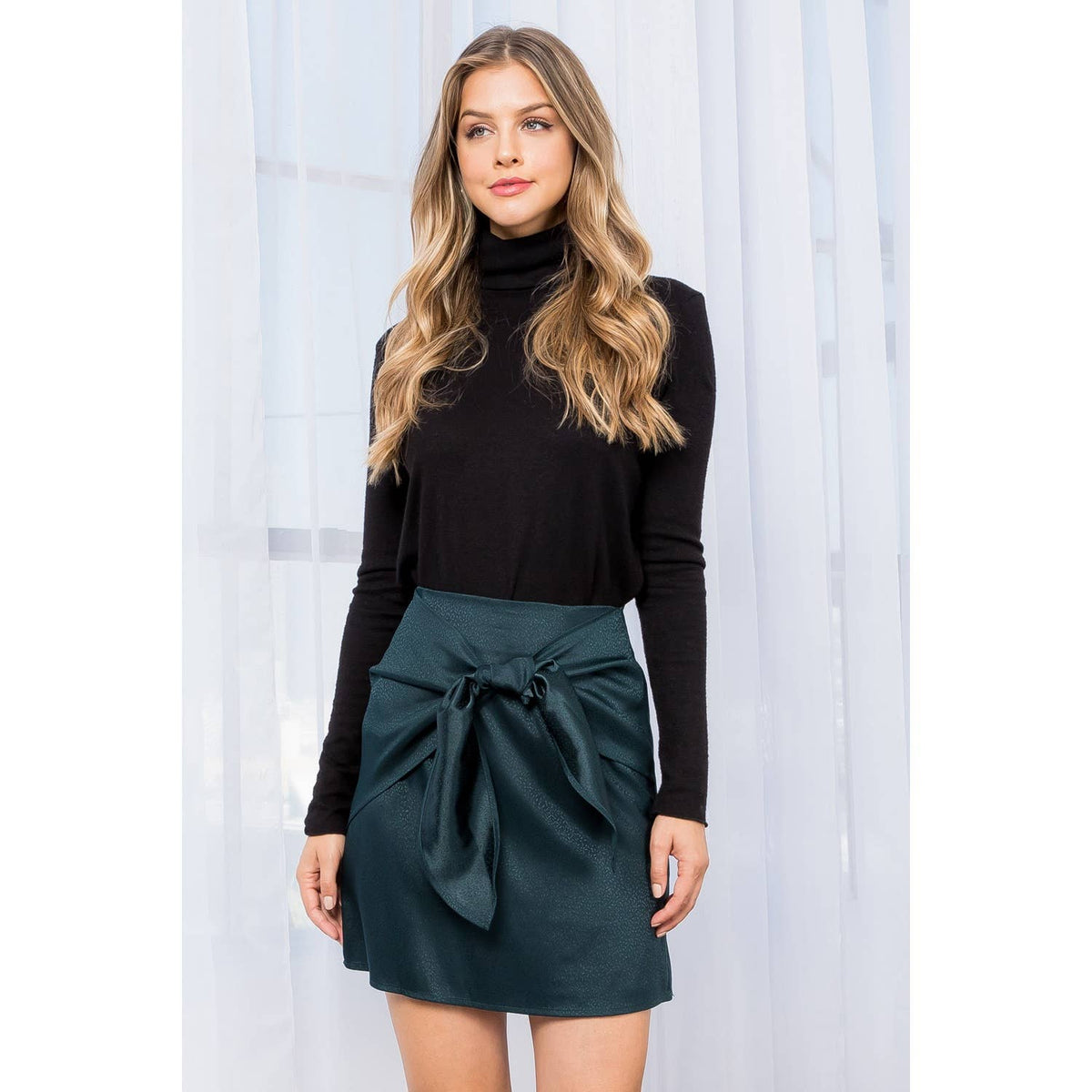 THML Front Tie Mini Skirt