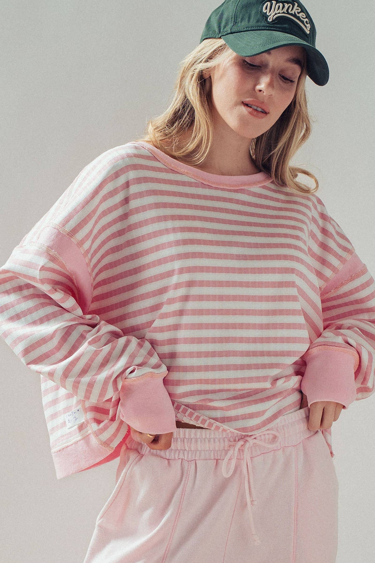 Reversible Textured Check Long Sleeve Pullover