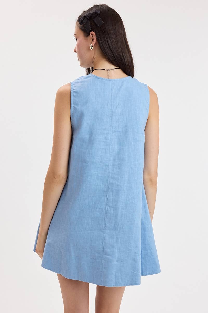 Sky to Moon Swing Dress - Denim