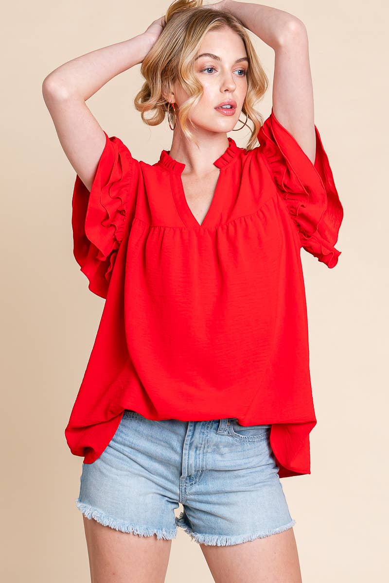 Sewn and Seen Airflow Ruffle Sleeve Blouse