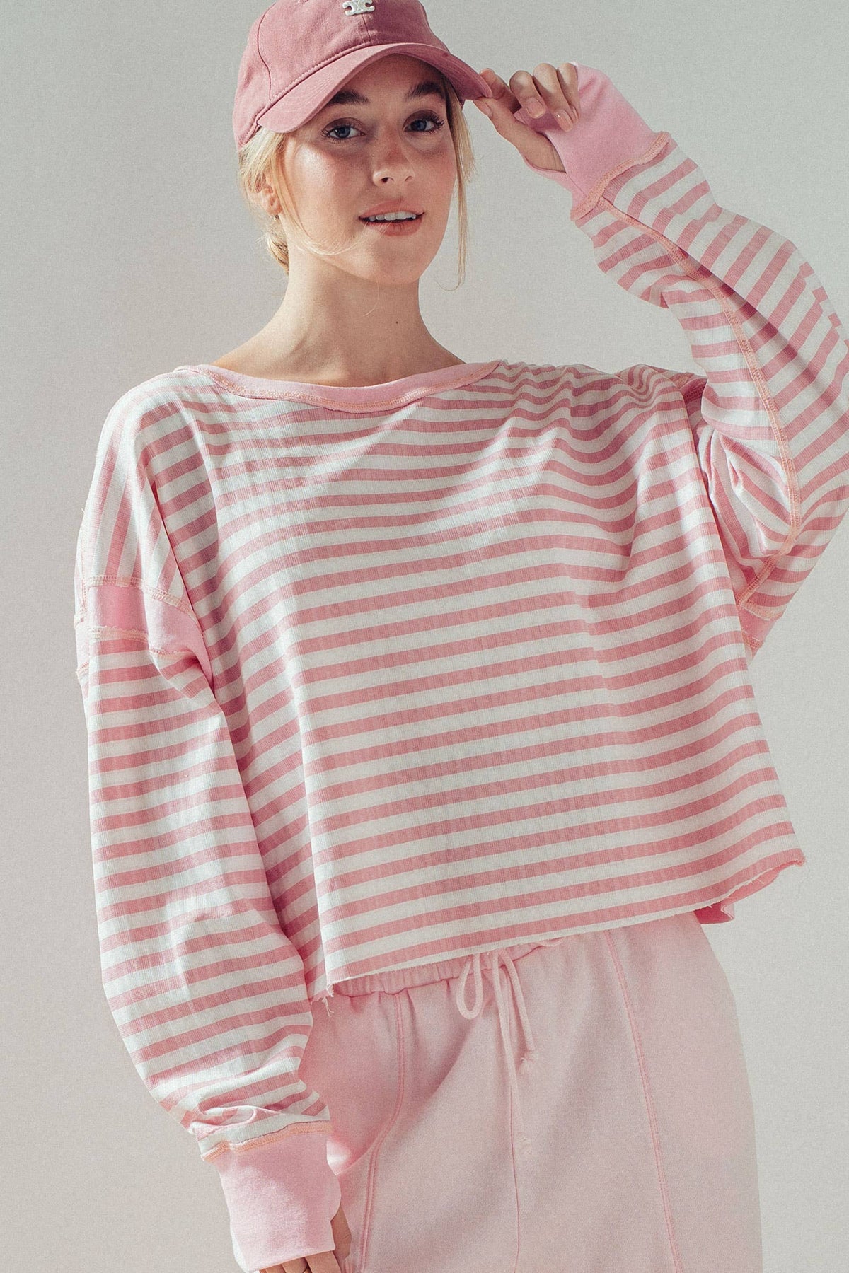 Reversible Textured Check Long Sleeve Pullover