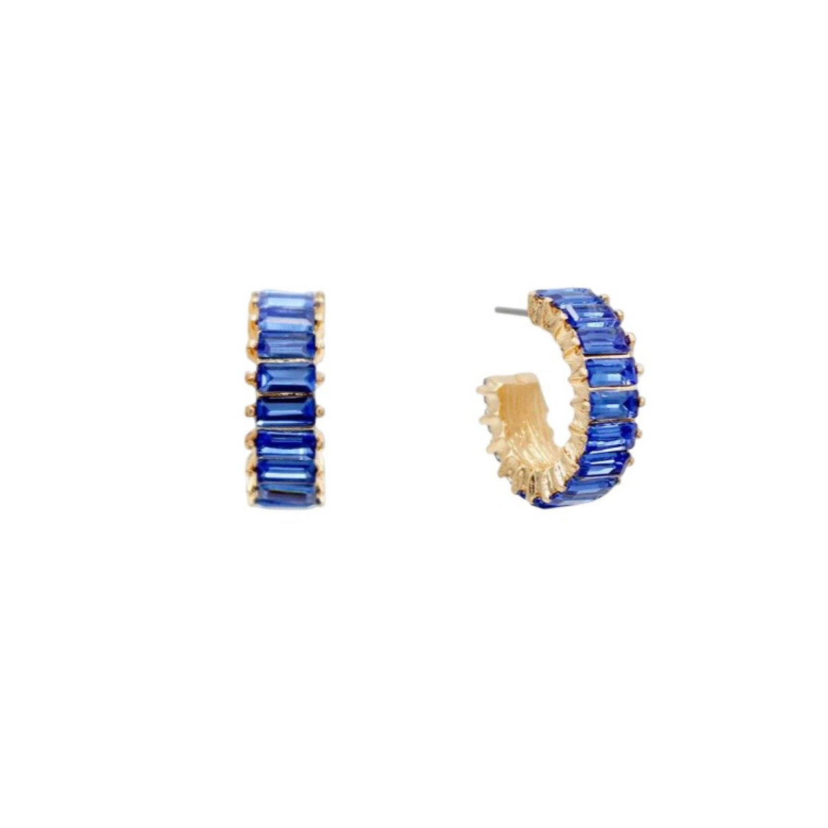 Cobalt Crystal Huggie Hoop Earrings