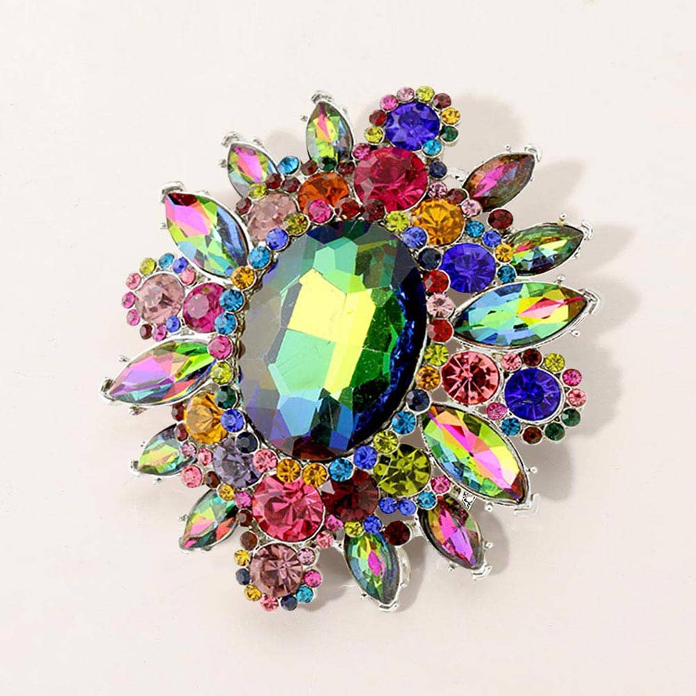 Oval Center Stone Pin Brooch