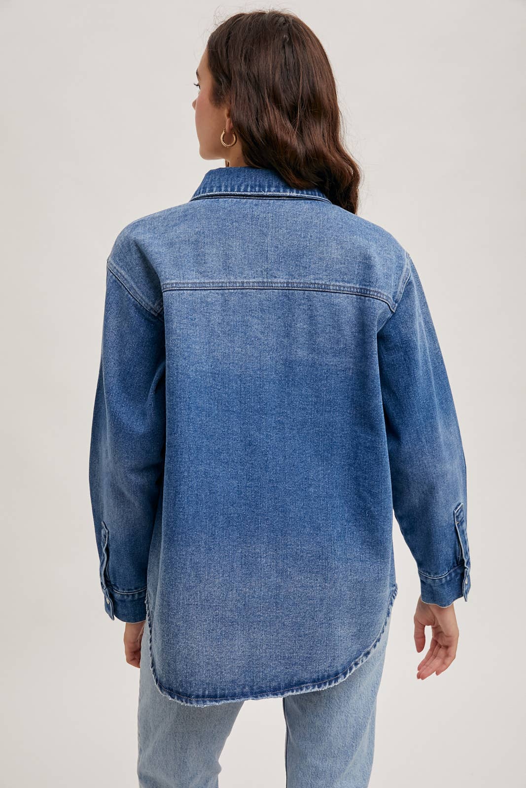 Blueivy Washed Denim Button Down Shirt Jacket