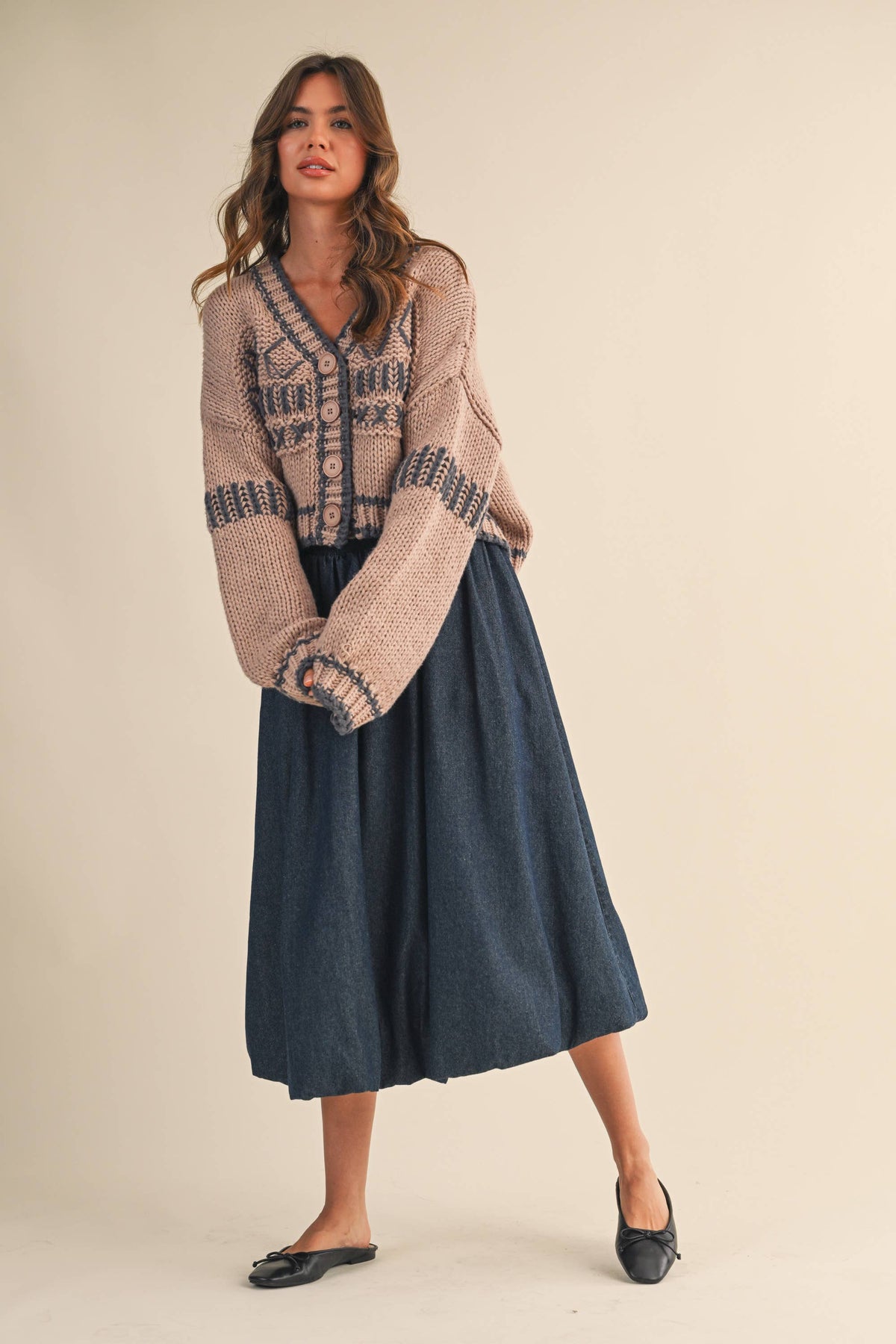 Klesis PATTERNED CROPPED SWEATER CARDIGAN