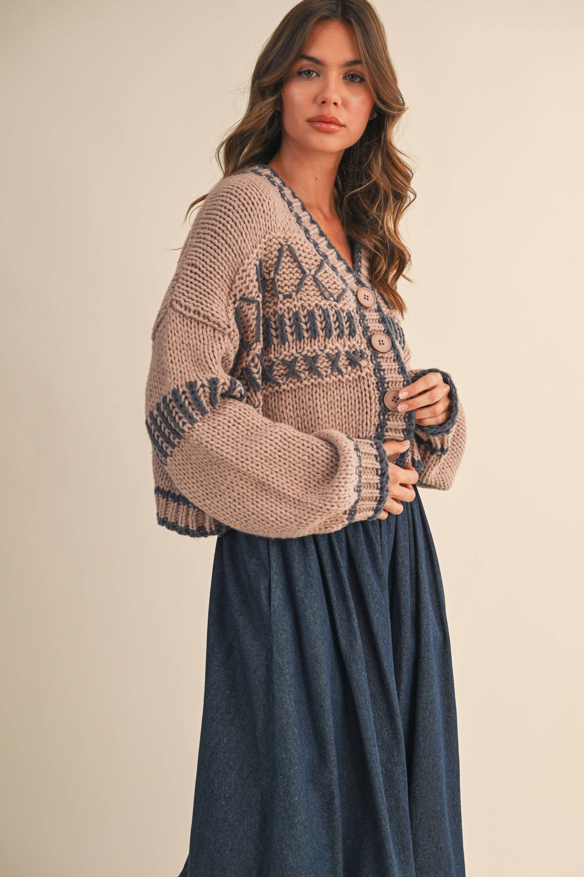 Klesis PATTERNED CROPPED SWEATER CARDIGAN