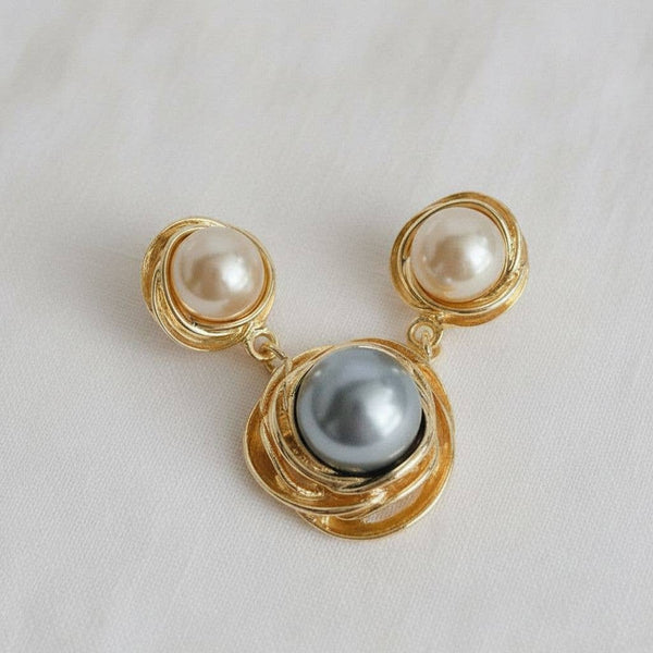 Classic Geometric Pearl Drop Earrings