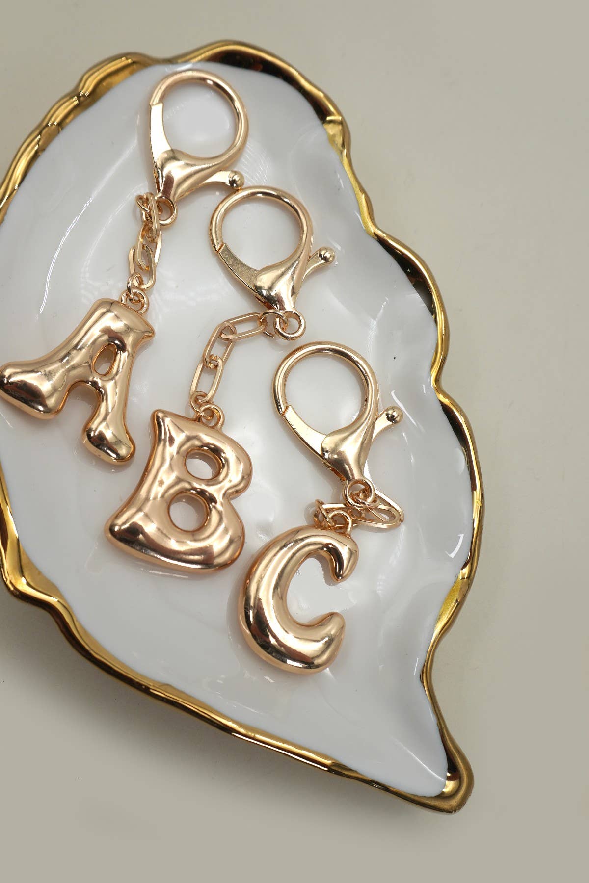 Bubble Letter Monogram Bag Charm Key Chain