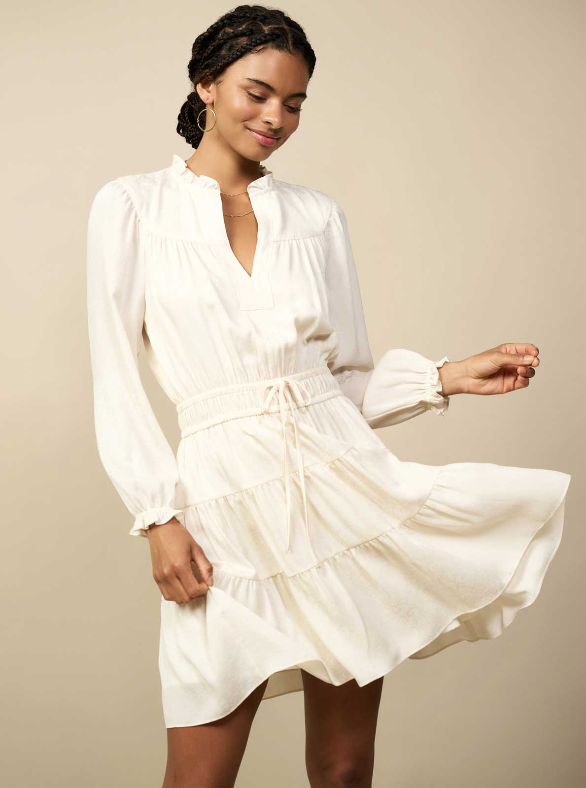 Current Air Above Knee Dress With Elastic and 3 Tiered Skirt