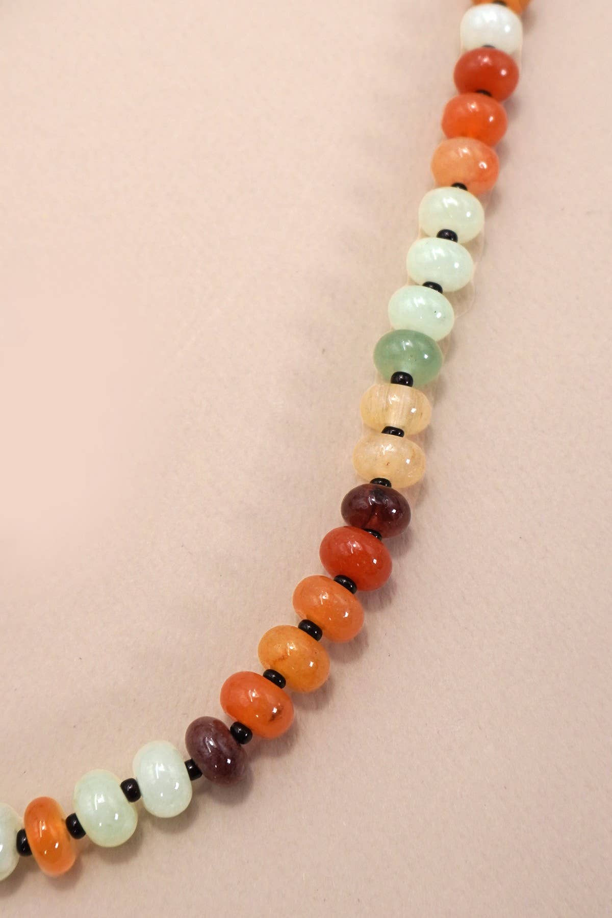 Natural Agate Glass Semi Precious Bead Necklace