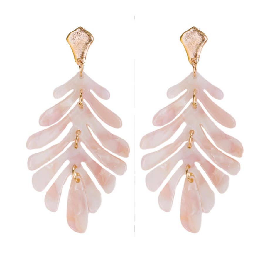 Pink Petite Palm Statement Drop Earrings
