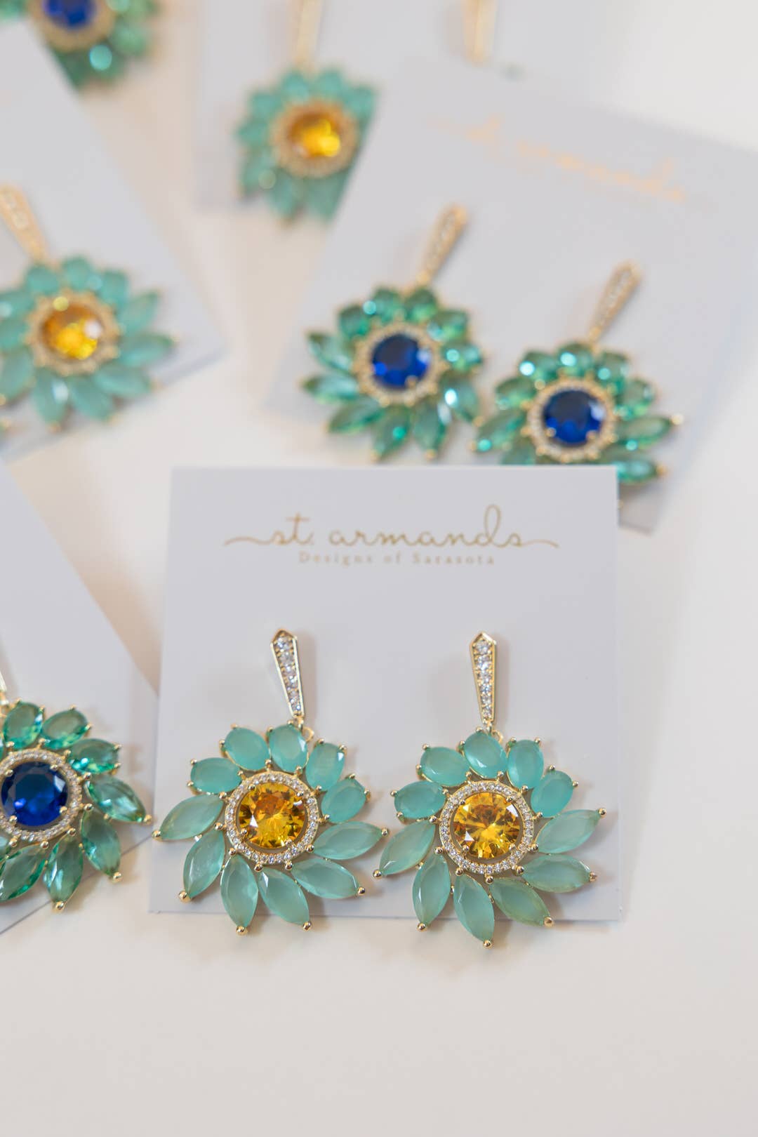 Soleil Bloom Crystal Drop Statement Earrings