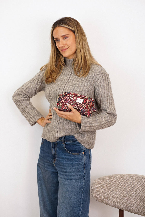 Geometric Jacquard Squared Makeup Bag