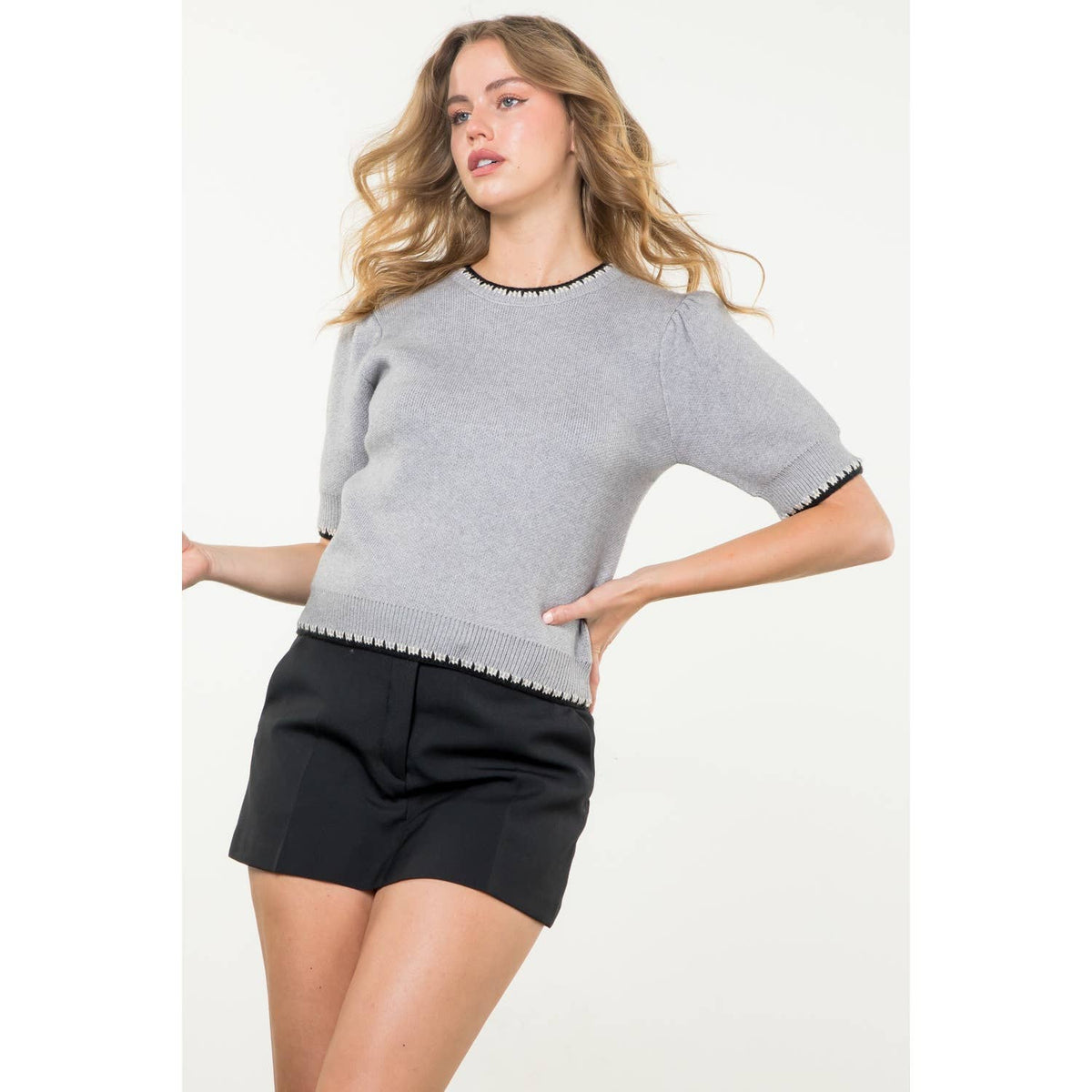 THML Short Sleeve Knit Top