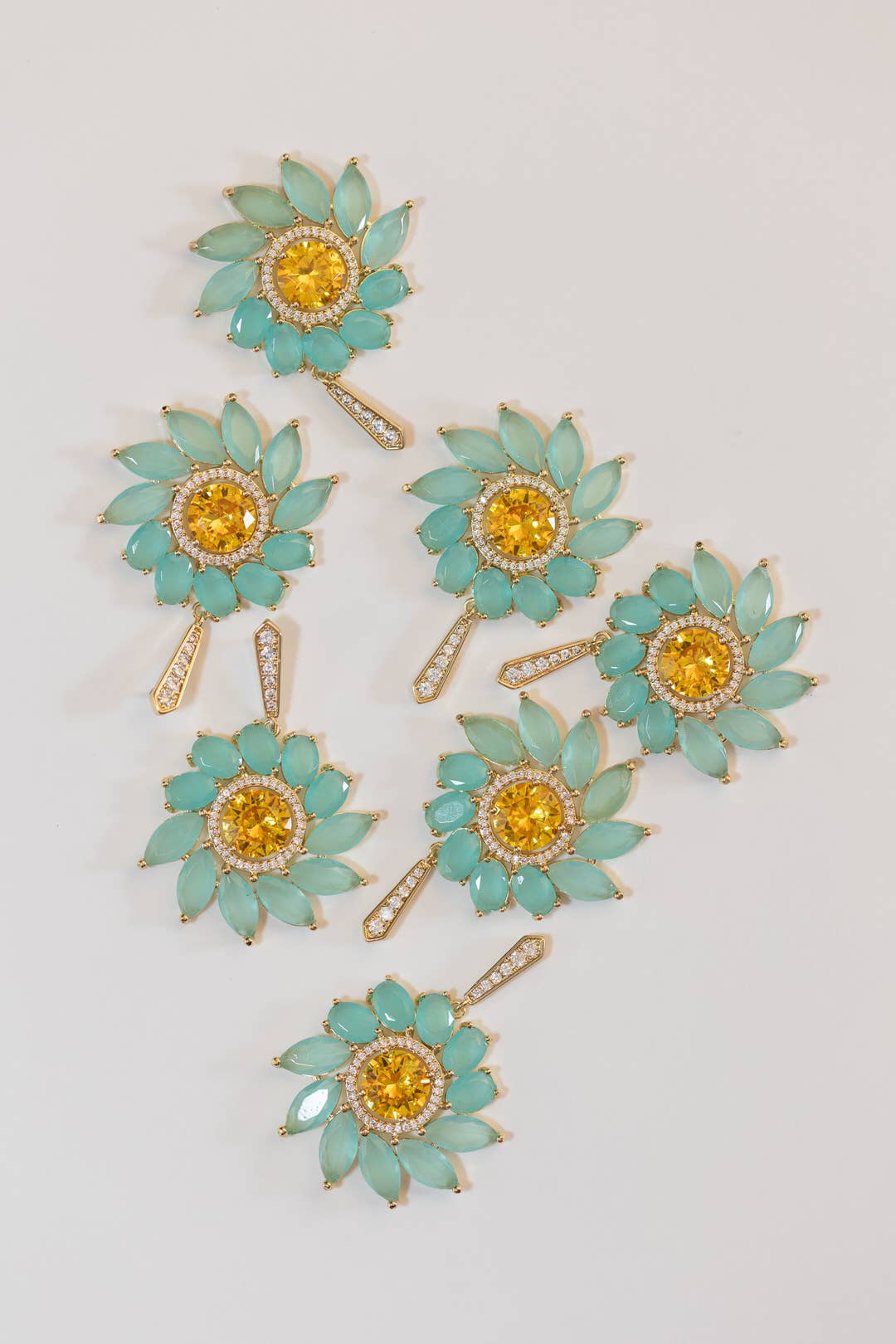 Soleil Bloom Crystal Drop Statement Earrings