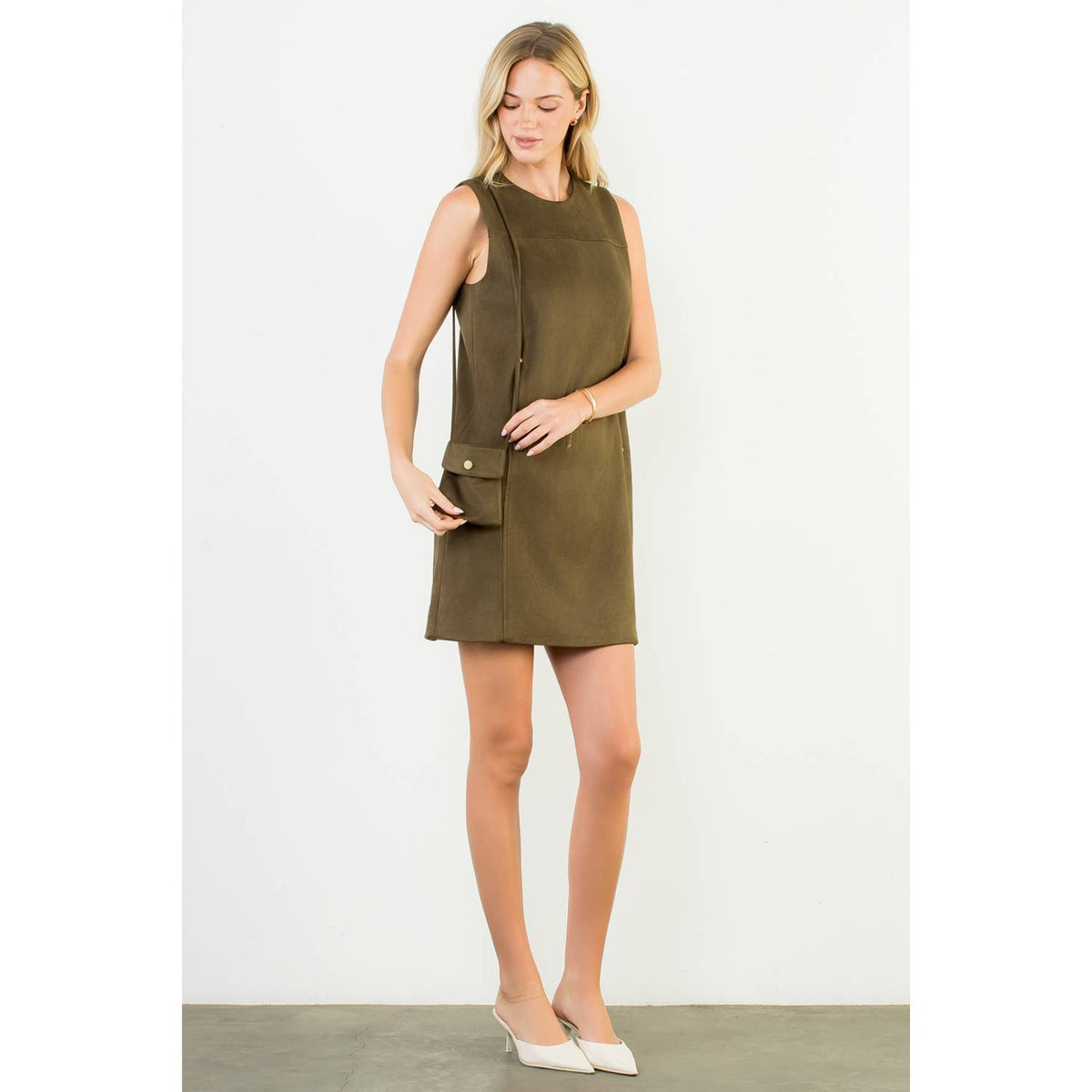 THML Sleeveless Suede Dress