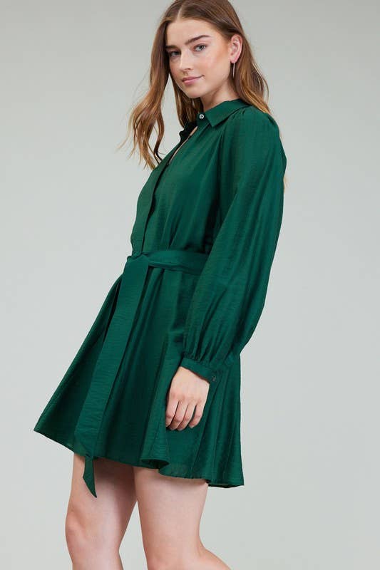 Current Air Mini Shirt Dress - Tie Waist