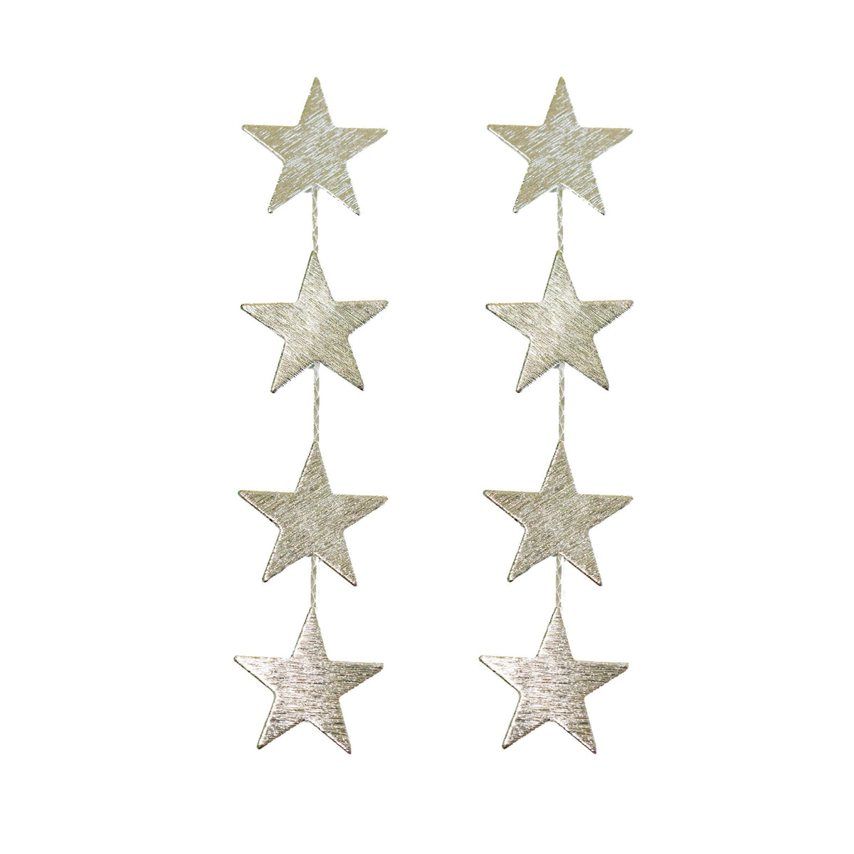 Silver Star Duster Drop Statement Earrings