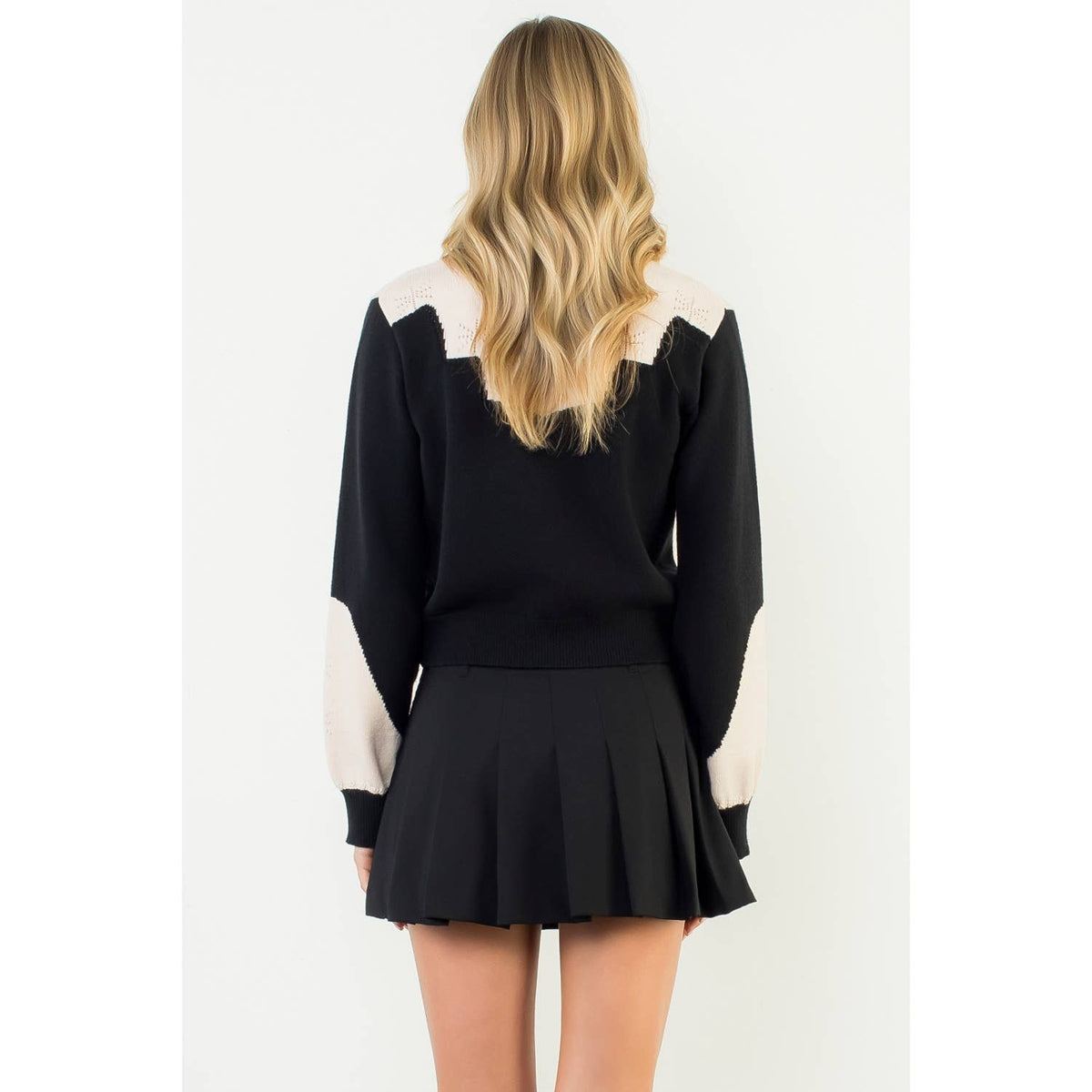 THML Colorblock Button Front Knit Cardigan